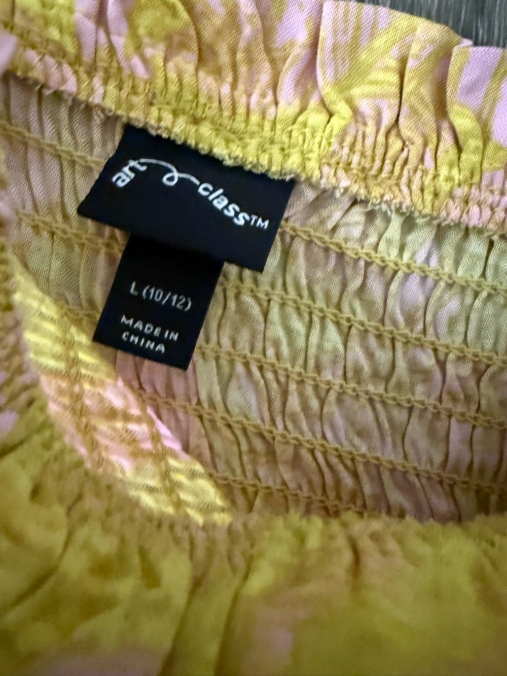art class Yellow & Pink Floral Smocked Sundress - Spaghetti Straps - Picture 5 of 5